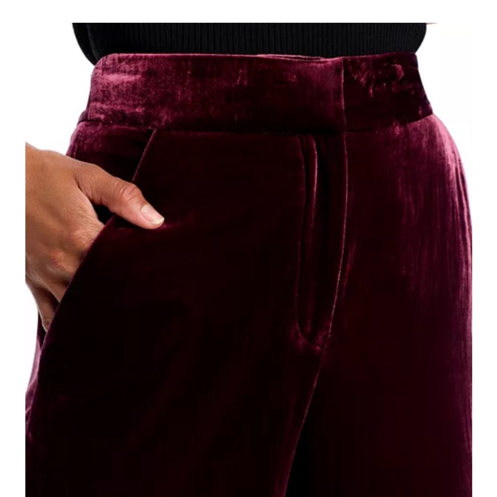 NEW VERONICA BEARD Lebone Classy High-Rise Burgandy Wine Velvet Flared Pants - Picture 3 of 6